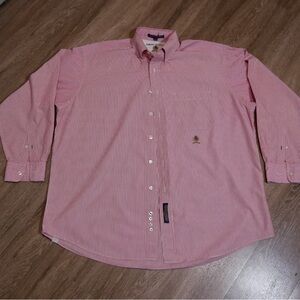 Tommy Hilfiger Vintage Mens Red White Striped Button Down Shirt Cotton 16.5 34